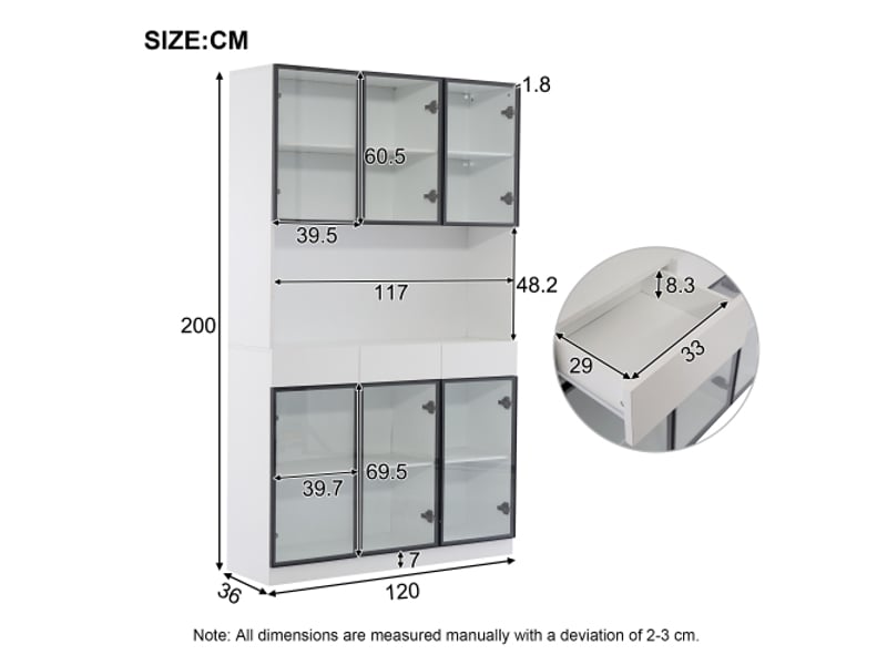 Vitrine blanc 4 étagères - 240x200 cm led panneau de particules vitrine blanc - Conforama C