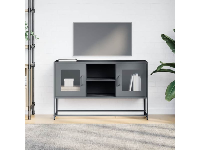  Meuble tv - banc tv - meuble de rangement anthracite 100,5x39x60,5 cm acier  - Conforama C
