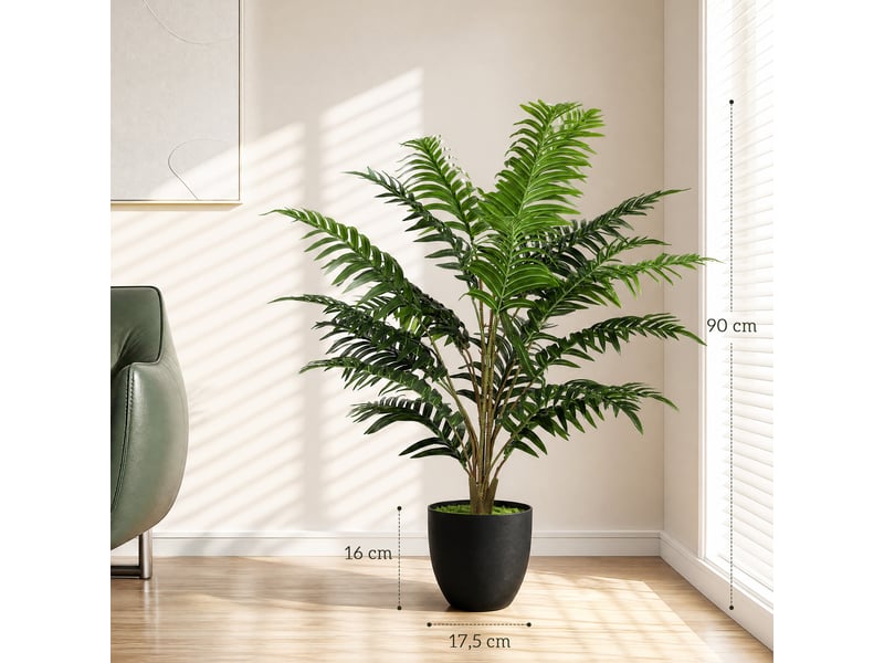  Plante artificielle intérieure 90 cm fougère arbre artificiel en pot avec branches flexibles, intérieure et extérieure  - Conforama E