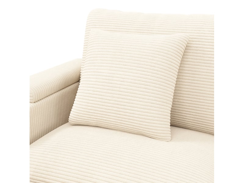  Canapé d'angle modulable convertible 6 places en velours côtelé beige avec usb, rangement et repose-pieds  - Conforama D