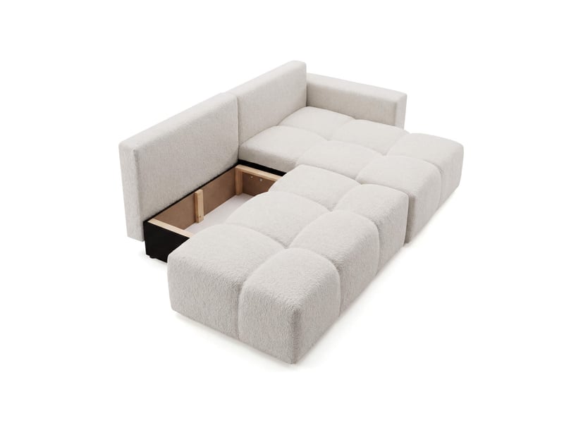 Celine - canapé d'angle fixe convertible 4 places en bouclette - Conforama D