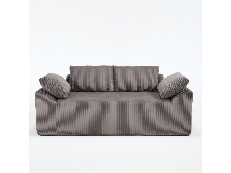  Canapé 2 places modenvie en tissu marron et gris avec assise profonde, accoudoirs arrondis et poches latérales 170 x 86 x 60 cm  - Conforama A
