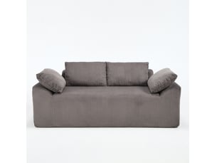 Canapé droit compressé fixe <strong>MODENVIE</strong> <strong></strong> 2 places Tissu marron et gris