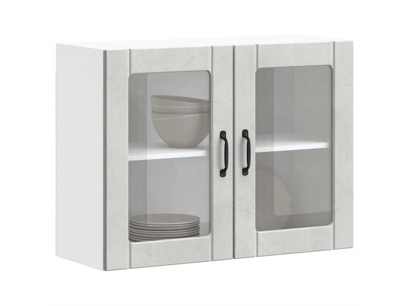  Armoire murale de cuisine avec porte en verre lucca gris béton shl3169  - Conforama E