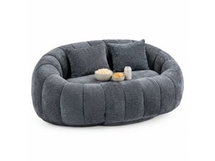 Pouf poire en chenille, avec dossier haut et accoudoirs, assise au sol pour gaming et détente, gris