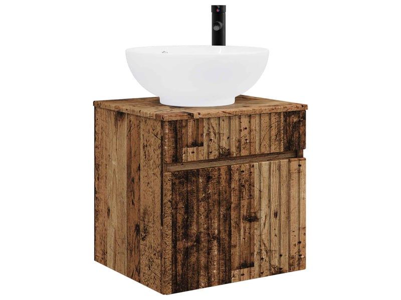  Meuble de lavabo mural, rangement salle de bain bois ancien 49x44.5x66.5 cm  - Conforama A
