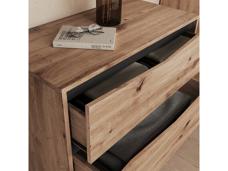  Vicco commode avec tiroirs, chênenoir, 79.2x85cm avec 3 tiroirs  - Conforama D