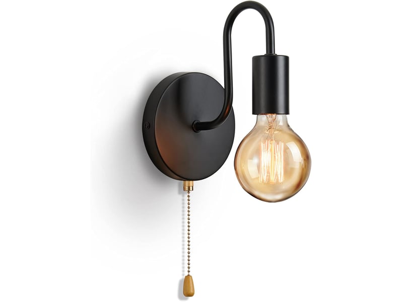  Applique murale intérieure avec interrupteur à tirette e27 noir 7914674598 - Conforama A