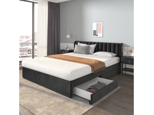 Lit avec rangement 180x200 cm OKWISH coloris noir