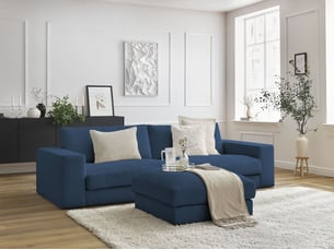 Canapé droit fixe BOBOCHIC LEONARD 4 places Velours bleu