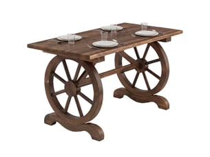 Table de jardin style campagnard avec pieds à roulettes, en bois de sapin résistant aux intempéries, 110 x 60 x 65 cm