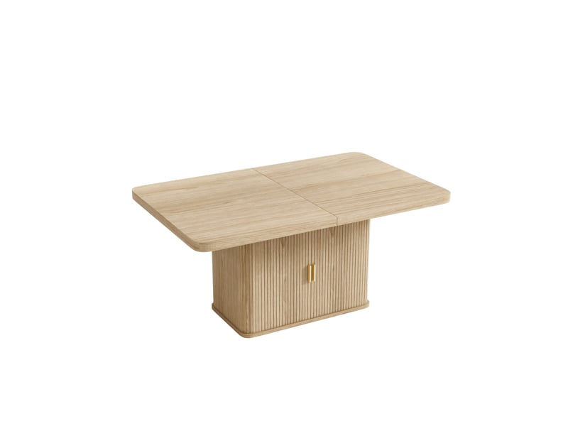 Table à manger extensible 150x90 cm à 200x90 cm avec rangement, coloris chêne - Conforama R