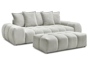 Canapé droit fixe BOBOCHIC EVEREST 3 places Tissu gris
