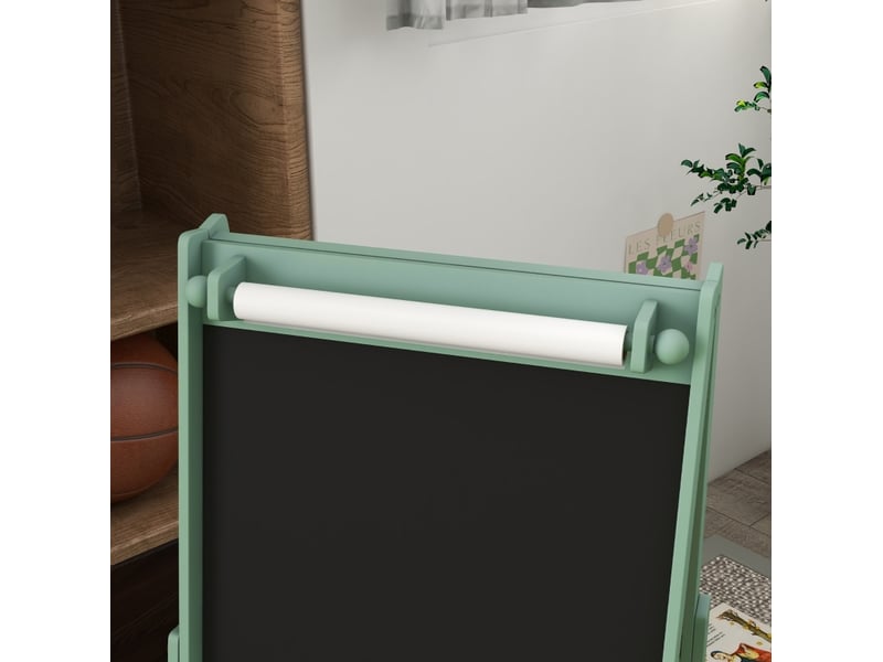  Chevalet enfant 3 en 1 54 x 46,5 x 93 cm vert en bois, tableau noir blanc et rouleau de papier  - Conforama D