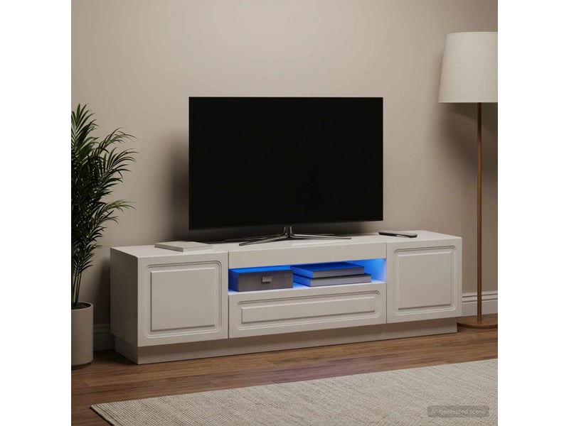  Meuble tv - banc tv - meuble de rangement led blanc brillant bois d'ingénierie  - Conforama B