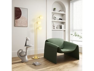 Lampadaire 120 w à abat-jour orientables, métal doré, h165 cm, interrupteur au pied, lampe de lecture