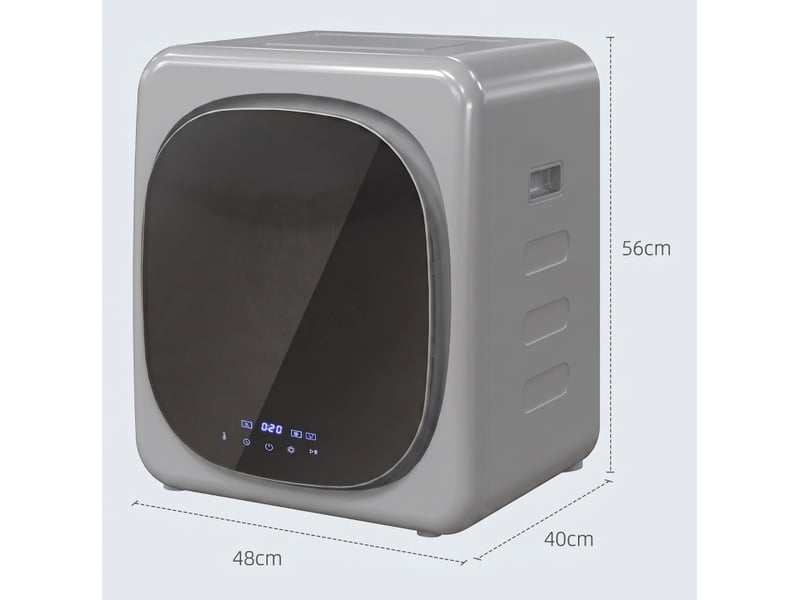 Sèche-linge à évacuation compact 48 x 40 x 56 cm argent, tambour en acier inoxydable, 6 programmes temporisés - Conforama C