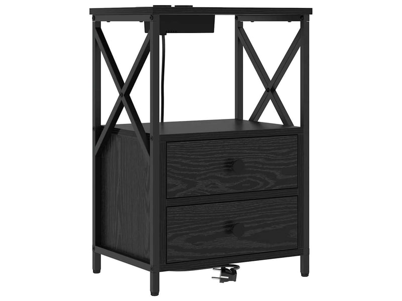  Table de chevet - cabinet de chevet - table de nuit 2 pc chêne noir 40 x 31 x 60 cm  - Conforama D