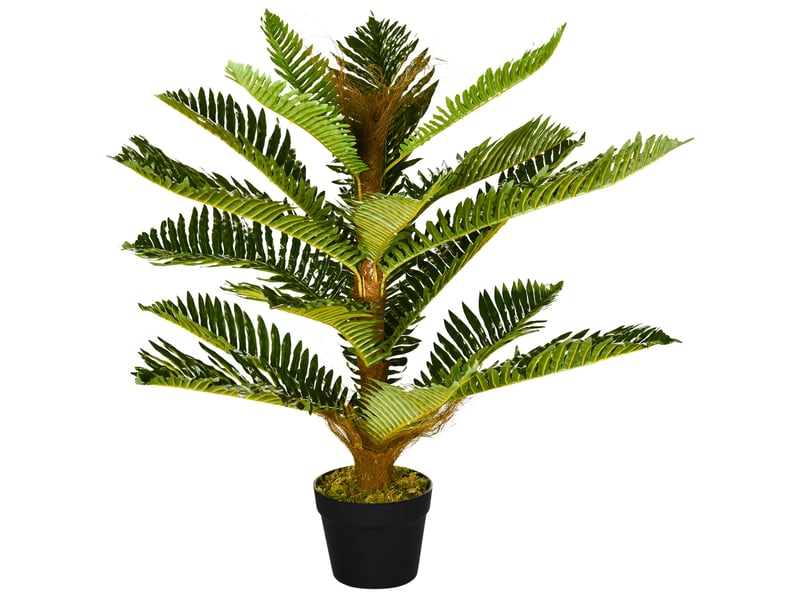  Palmier artificiel vert avec 18 feuilles et pot inclus, pour l'intérieur, hauteur 85 cm.  - Conforama B