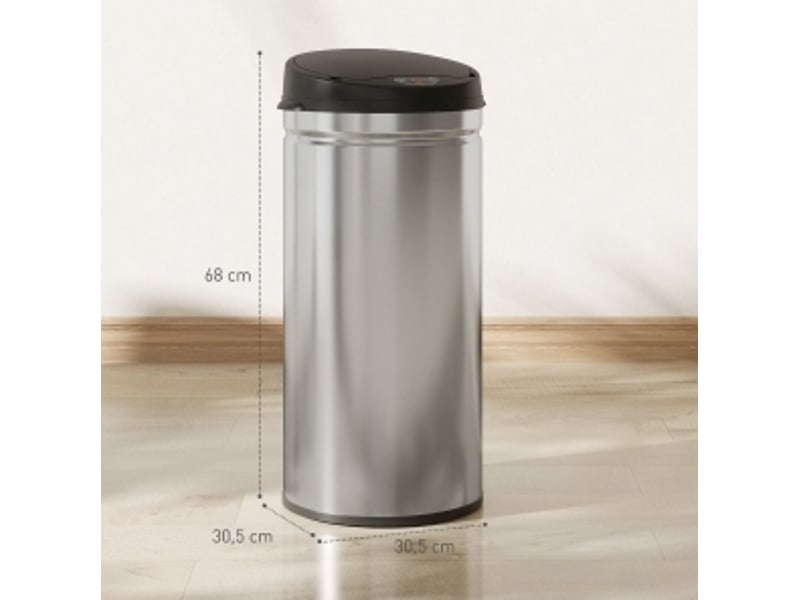 42 l poubelle à capteur avec fonction soft-close, poubelle contact-free en acier inoxydable pour une cuisine hygienique - Conforama E
