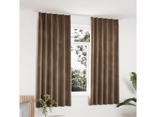 Lot de 2 rideaux occultants, rideaux black-out avec crochets velours beige 140x175 cm cf44892