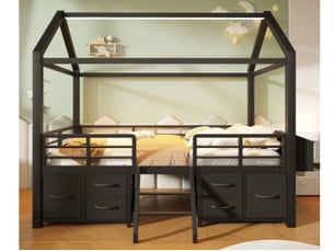 Lit mezzanine 90x200 cm <strong>SEYAKANY</strong>  <strong></strong> coloris noir