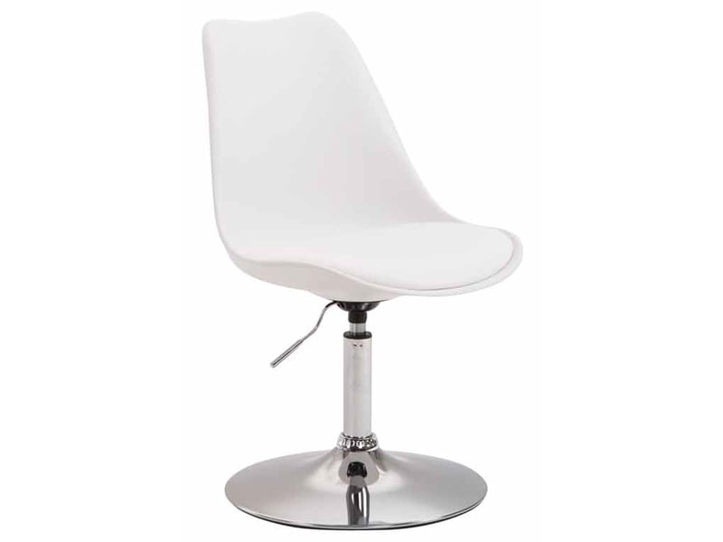 Chaise de salle à manger x1 pivotante hauteur réglable en plastique blanc et pied trompette en métal chromé 10_0008601  - Conforama A