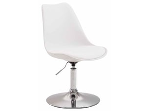 Chaise de salle à manger x1 pivotante hauteur réglable en plastique blanc et pied trompette en métal chromé 10_0008601