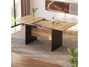 Table à manger extensible rectangulaire aspect veinure naturelle 140180 x 80 cm, peut accueillir 4 à 6 personnes