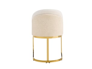 Lot de 4 chaises de salle à manger en tissu chenille beige et pieds dorés