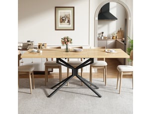 Table à manger extensible 120160 x 90 cm – chêne clair et noir – pied étoile réglable, 4 à 6 personnes