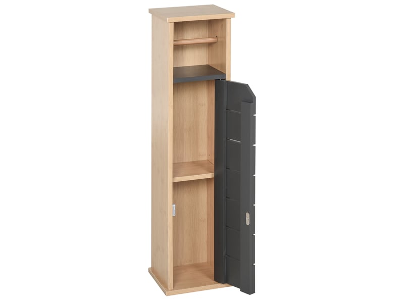  Porte-papier toilette à 2 niveaux, mdf gris, bambou  - Conforama B