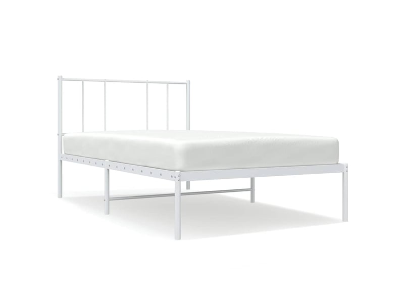  Lit simple- lit adulte -  cadre de lit métal sans matelas et tête de lit blanc 100x200 cm  - Conforama A