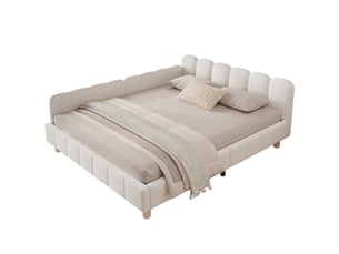 Lit simple 140x190 cm <strong>OKMYHOME</strong>  <strong></strong> coloris beige