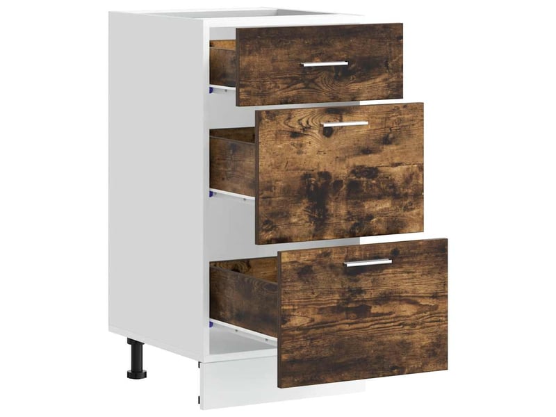  Meuble de rangement, meuble bas de cuisine chêne fumé 40x46x81,5cm bois d'ingénierie  - Conforama E