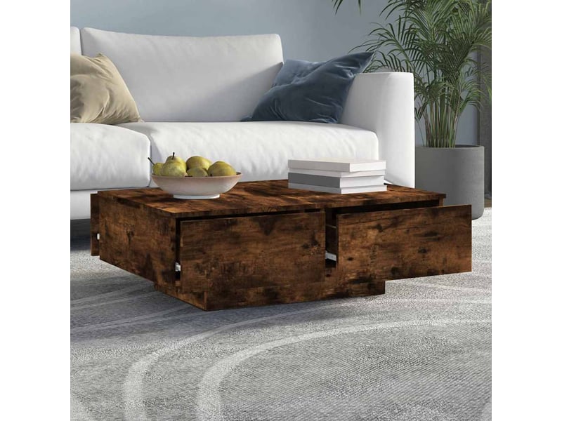  Table basse - table de salon - table à thé chêne fumé 90x60x31 cm bois d'ingénierie  - Conforama C