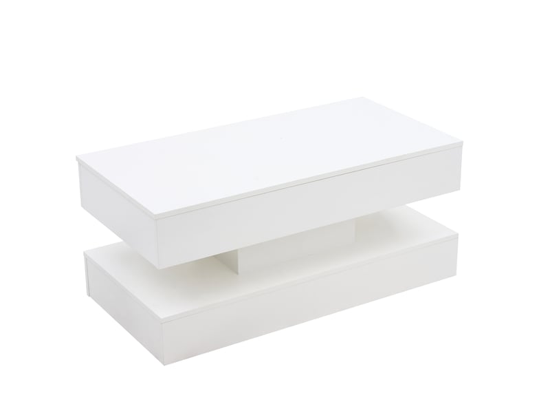  Table basse de salon 100x50x56cm avec led, espace de rangement, levage, style de design, aggloméré, blanc  - Conforama R