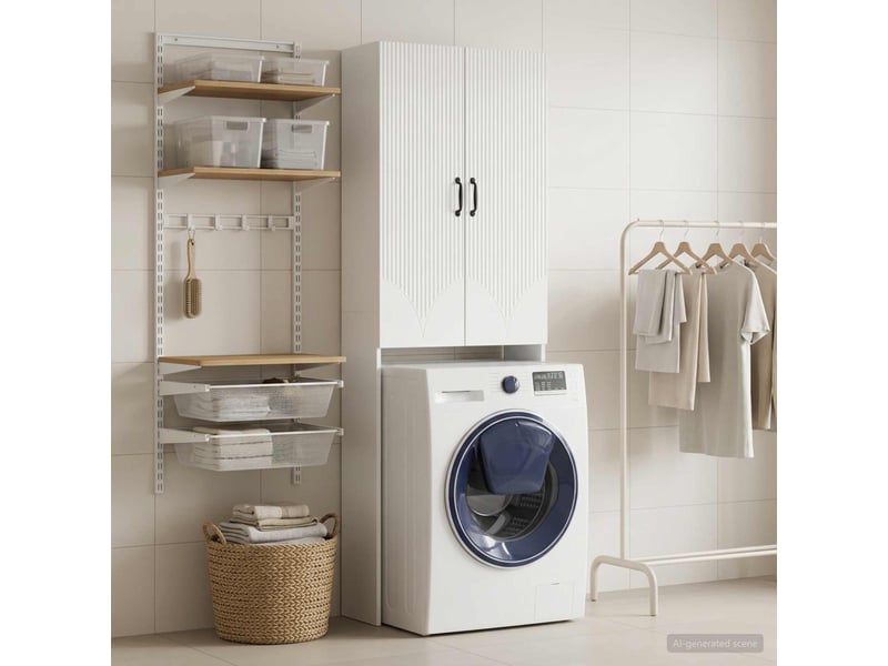  Armoire de toilette, meuble de toilette hoorn blanc brillant 66x25.5x190 cm  - Conforama C