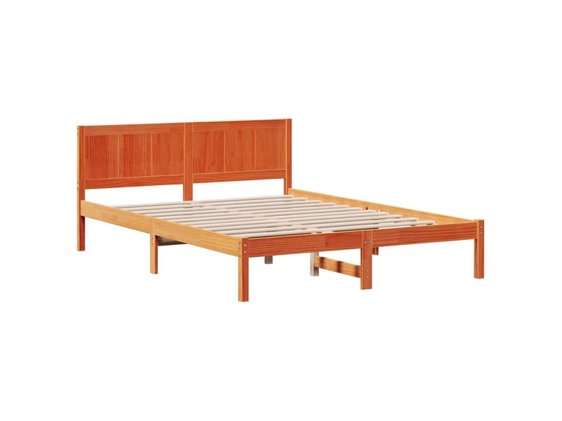  Lit double- lit adulte -  cadre de lit marron 150 x 200 cm bois de pin massif  - Conforama C