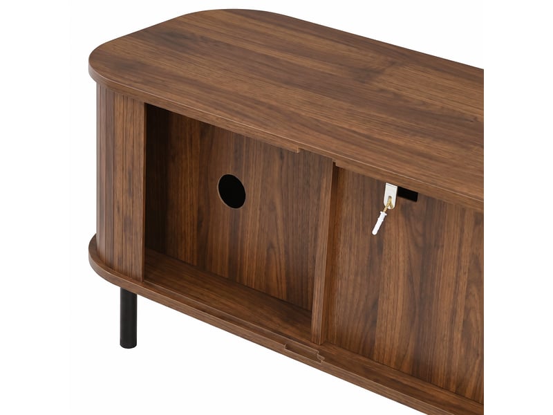  Meuble tv noyer 180 cm avec éclairage led contrôlé par application  - Conforama C