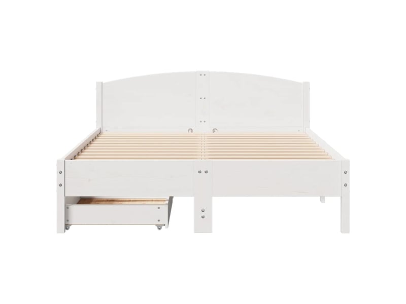  Lit double- lit adulte -  cadre de lit sans matelas blanc 150x200 cm bois de pin massif  - Conforama C