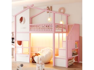 Lit mezzanine 90x200 cm <strong></strong>  <strong>evarich</strong> coloris rose
