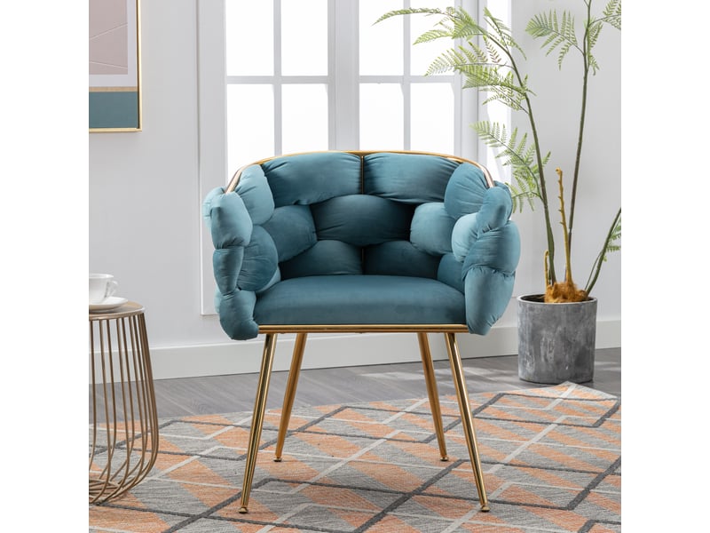  Fauteuil d'accent moderne,58x59x75 cm,avec accoudoirs,velours,bleu  - Conforama B