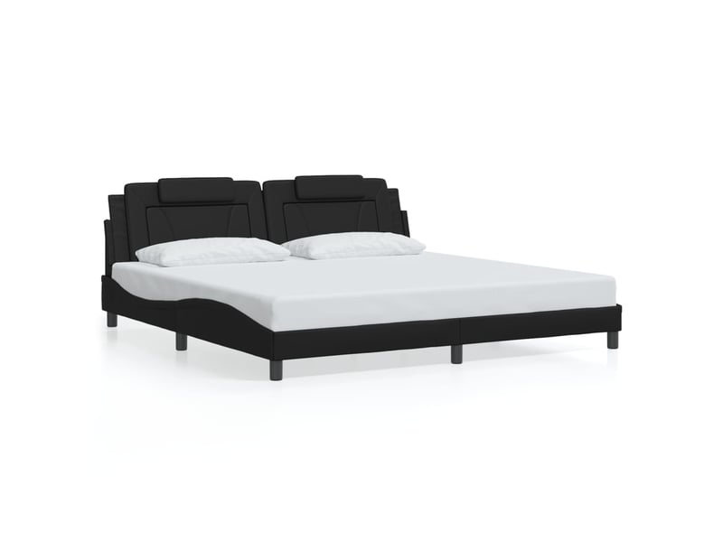  Lit double- lit adulte -  cadre de lit viana avec led sans matelas noir 200x200 cm  - Conforama D