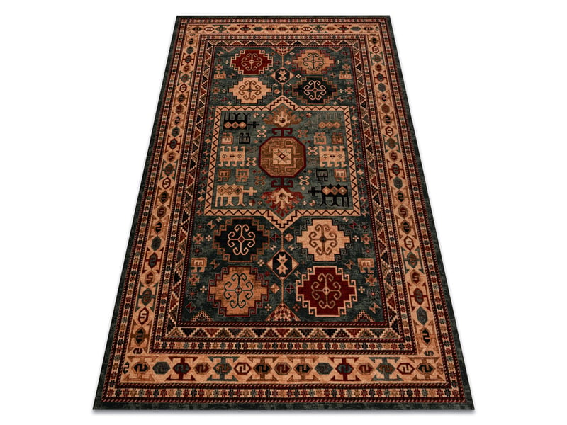  Tapis en laine kashqai 4306 400 oriental, cadre vert beige 80x160 cm  - Conforama A