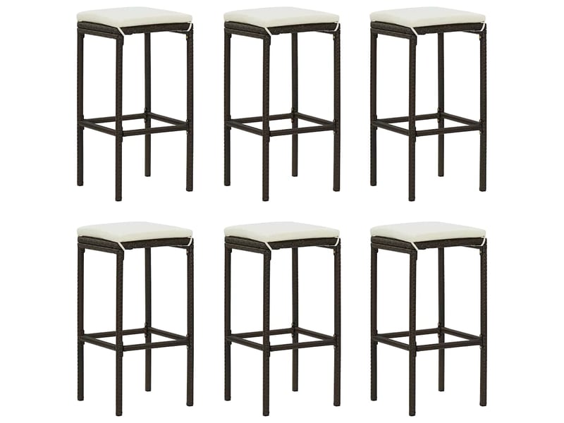  Lot de 6 tabouret de bar, chaise de bar avec coussins marron résine tressée  - Conforama B