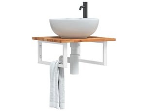 Étagère de vasque | étagère murale acier et bois massif d'acacia shl1046