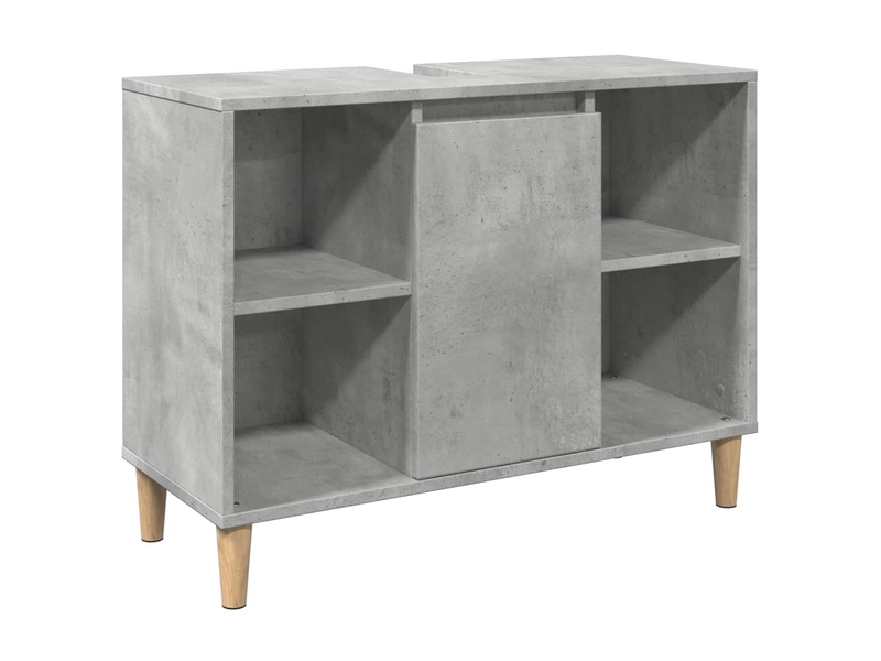  Meuble salle de bain rangement, commode gris béton 80x33x60cm bois d'ingénierie shl7470  - Conforama A