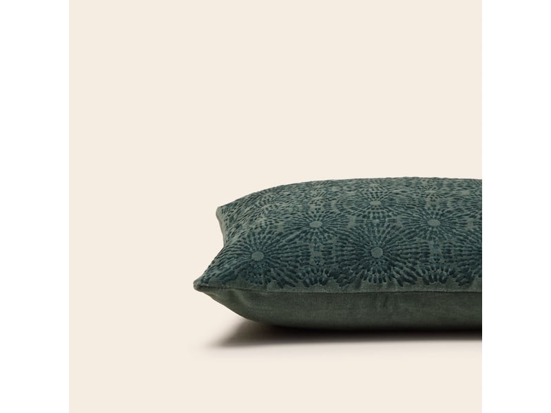 Housse de coussin en velours brodé de fil coton  solaya 26431 - Conforama C