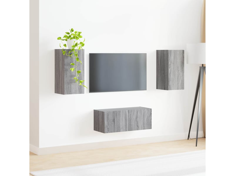  Ensemble meuble tv - banc tv - meuble de rangement 2 pcs gris sonoma bois d'ingénierie  - Conforama D
